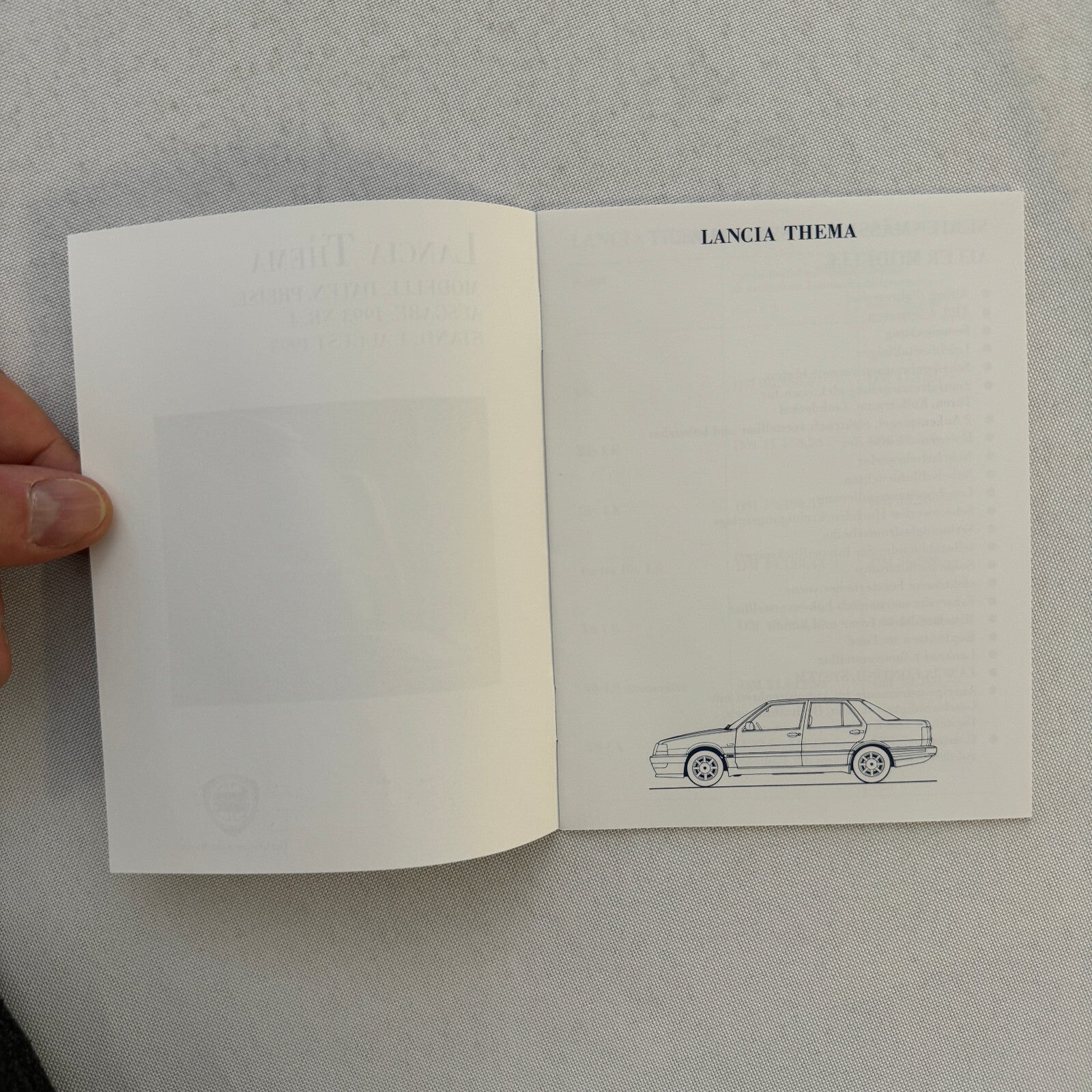 1993 Lancia Thema Technical Data Price List Brochure European German Text