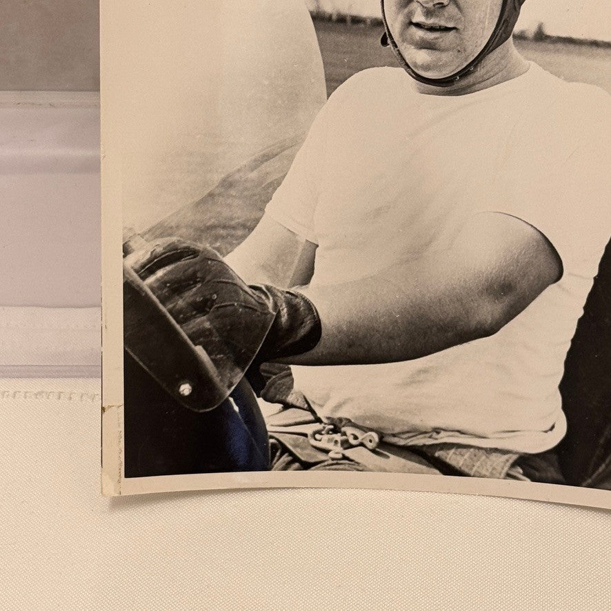 Vintage Racing Photo Photograph Joe Giba Driver in Car Helmet Goggles