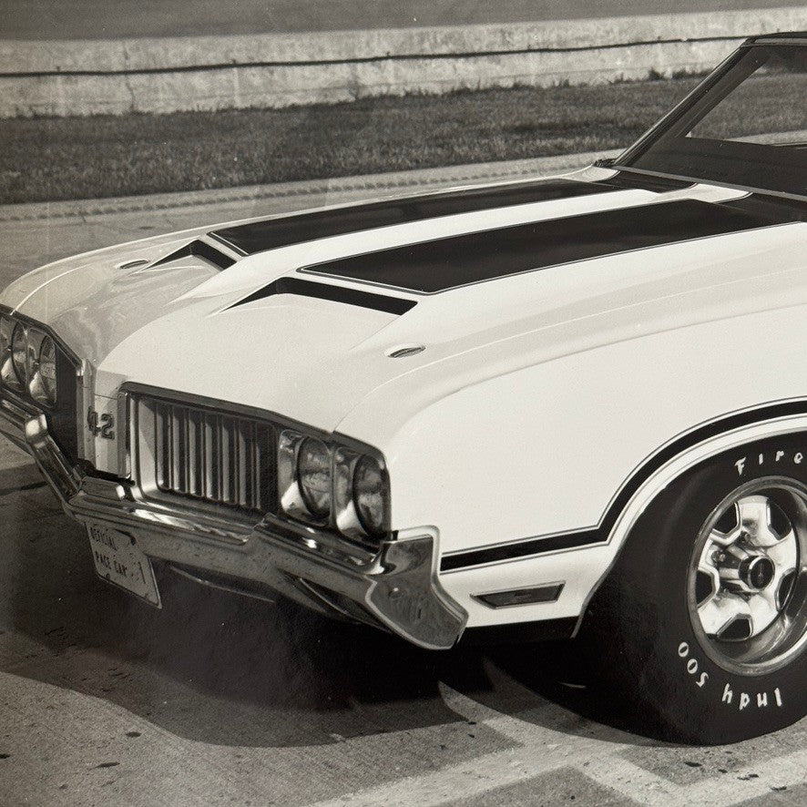 Vintage Indy 500 Racing Photo 1970 Oldsmobile Official Pace Car Photograph