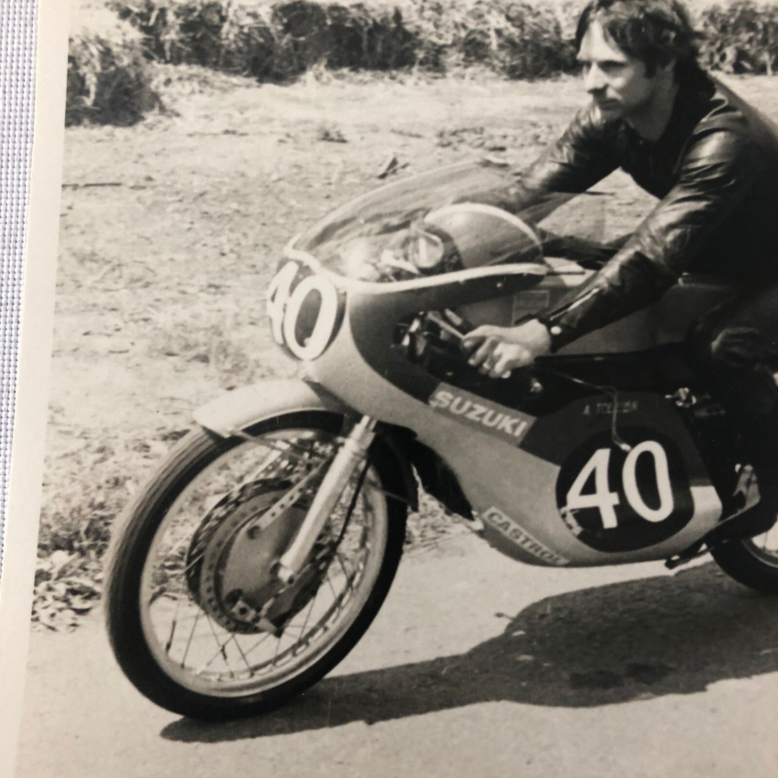 Vintage Motorcycle Racing Photo photograph Rider Suzuki Bike
