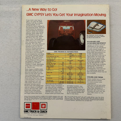 GMC Gypsy Van Sales Brochure Flyer Advertising