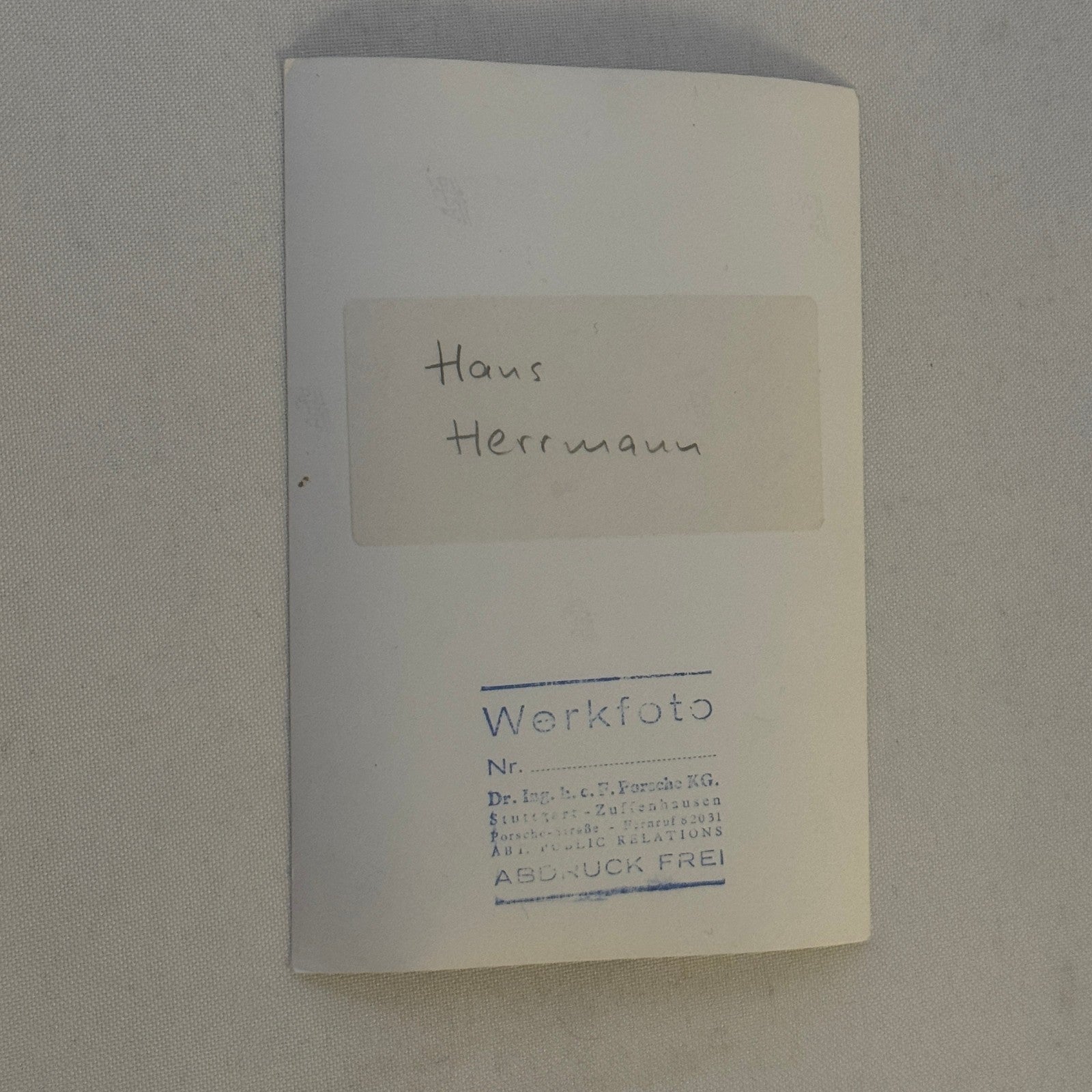 Vintage Porsche Racing Press Photo Hans Hermann Driver Werkfoto