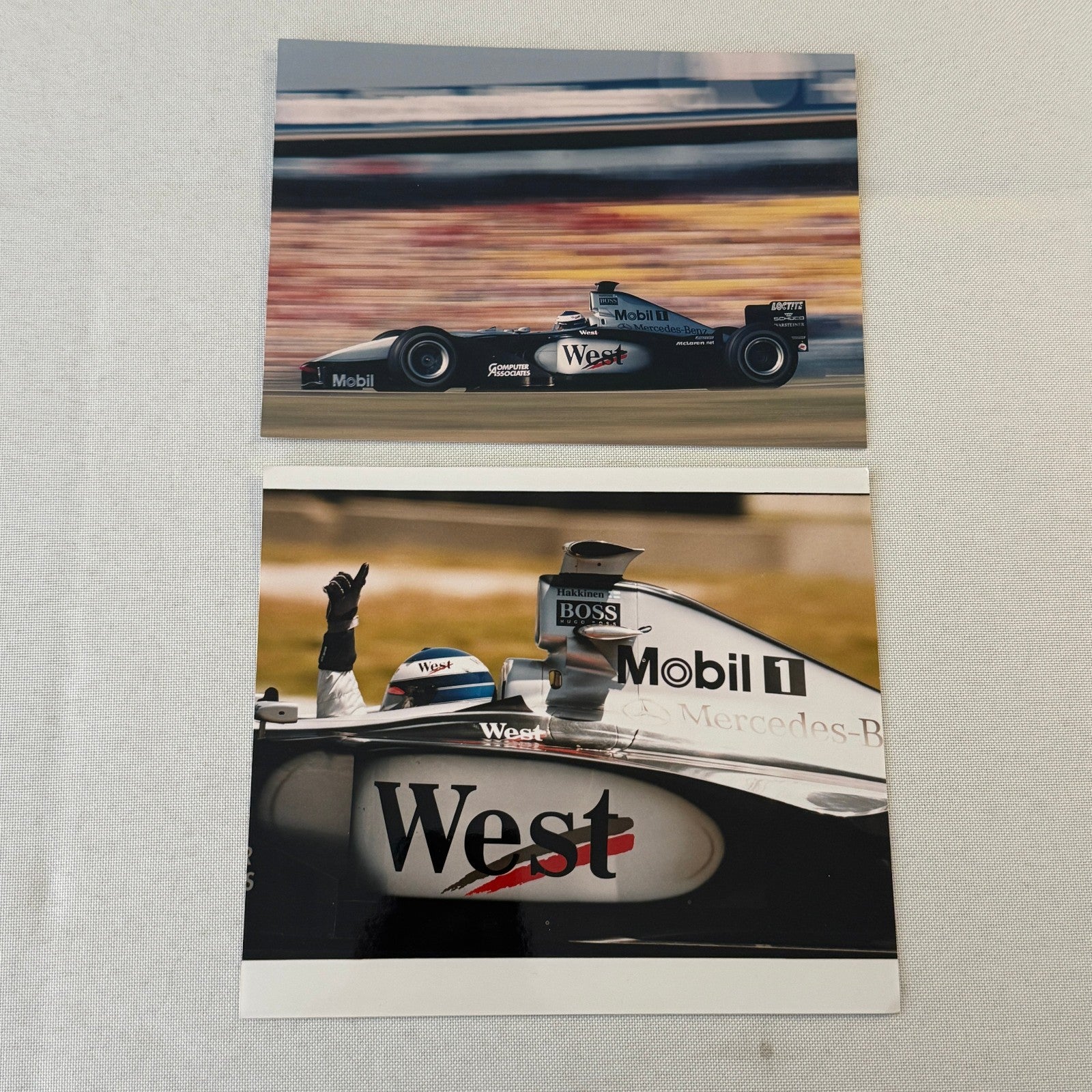 Mika Hakkinen Mercedes Benz F1 Formula One Racing Photo Lot 2x 1998 1999