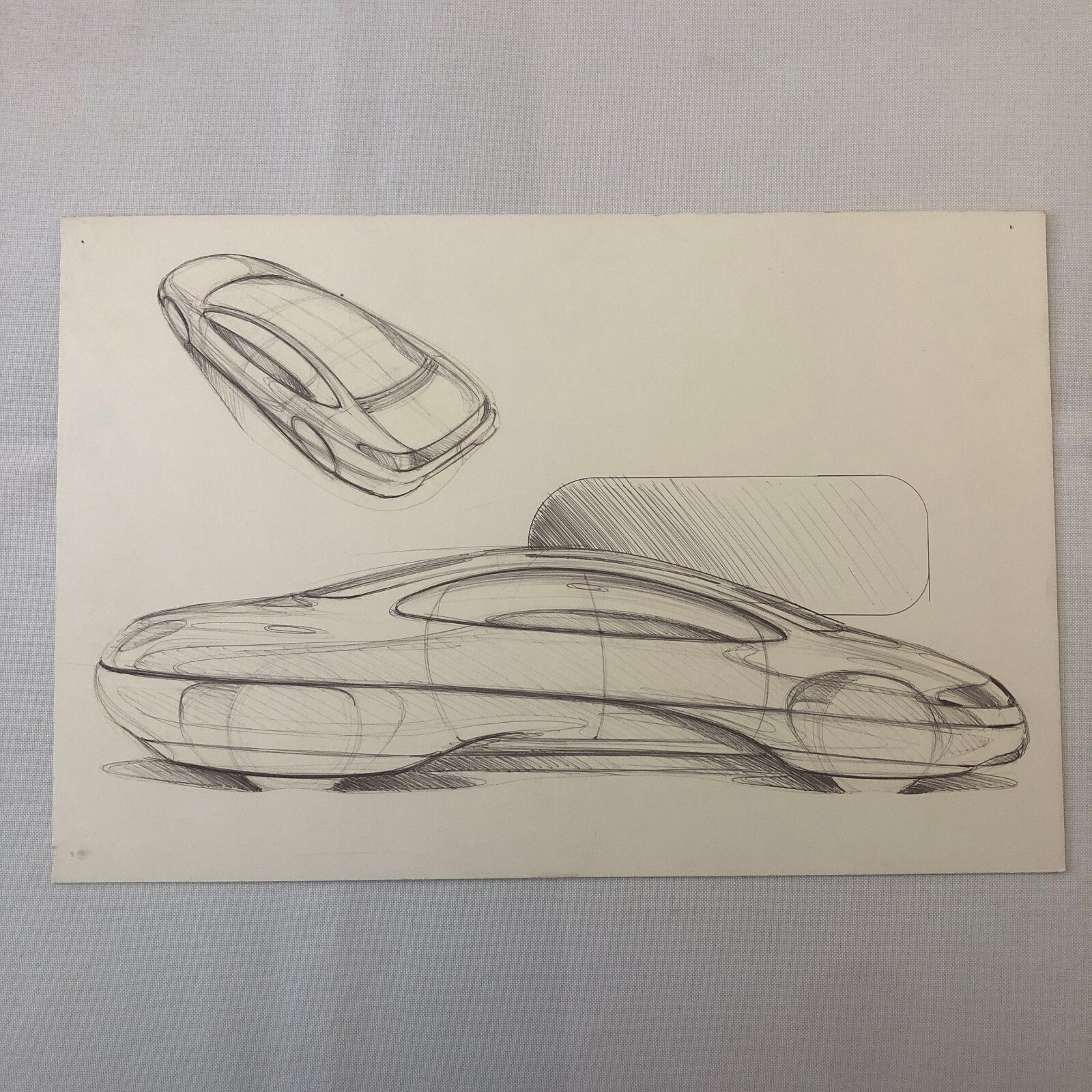 Vintage Concept Car Styling Art Design Illustration Lot of 2x Signed 1984 Ford