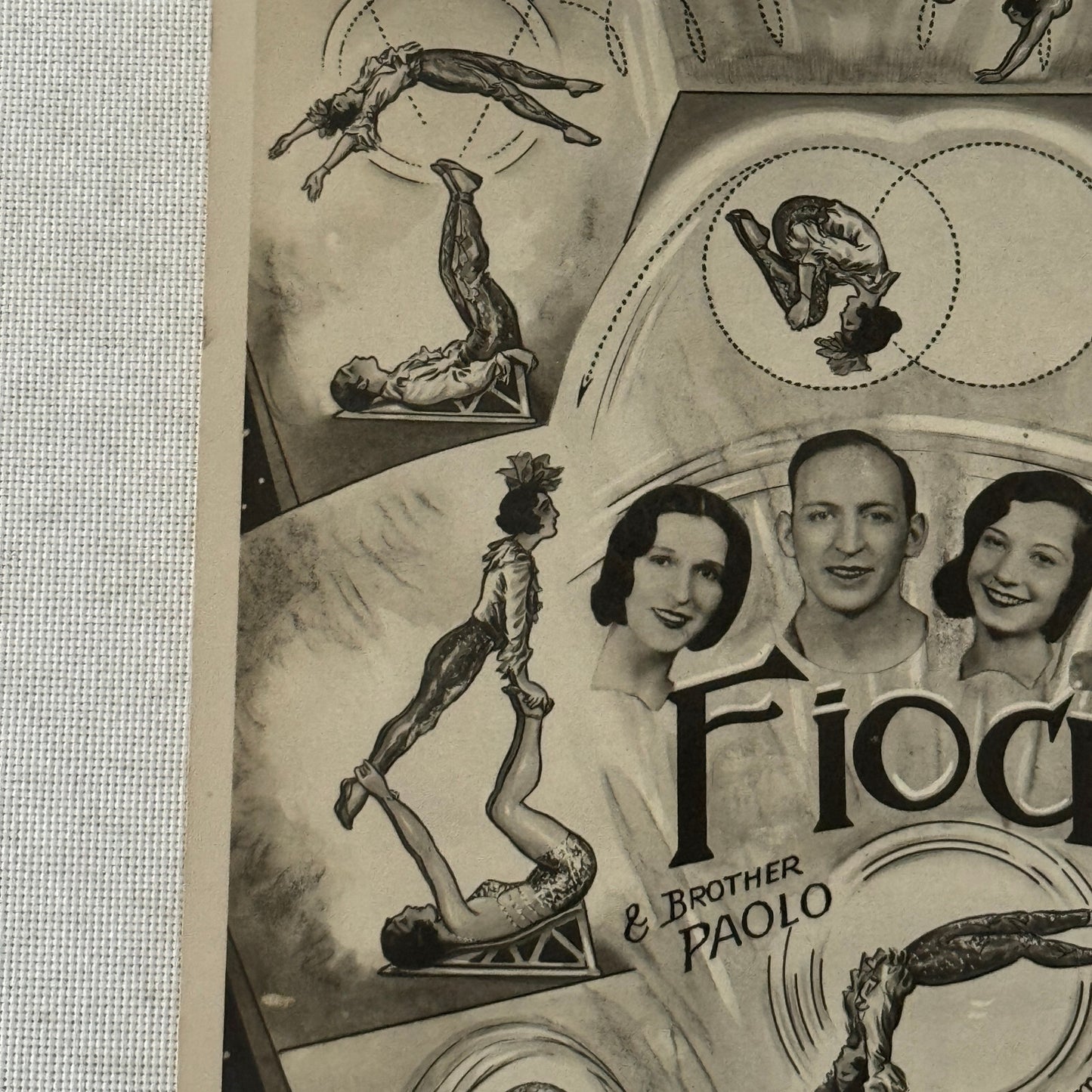 Vintage Circus Acrobat Balancing Act Photo Photograph Fiochi Sisters Paolo