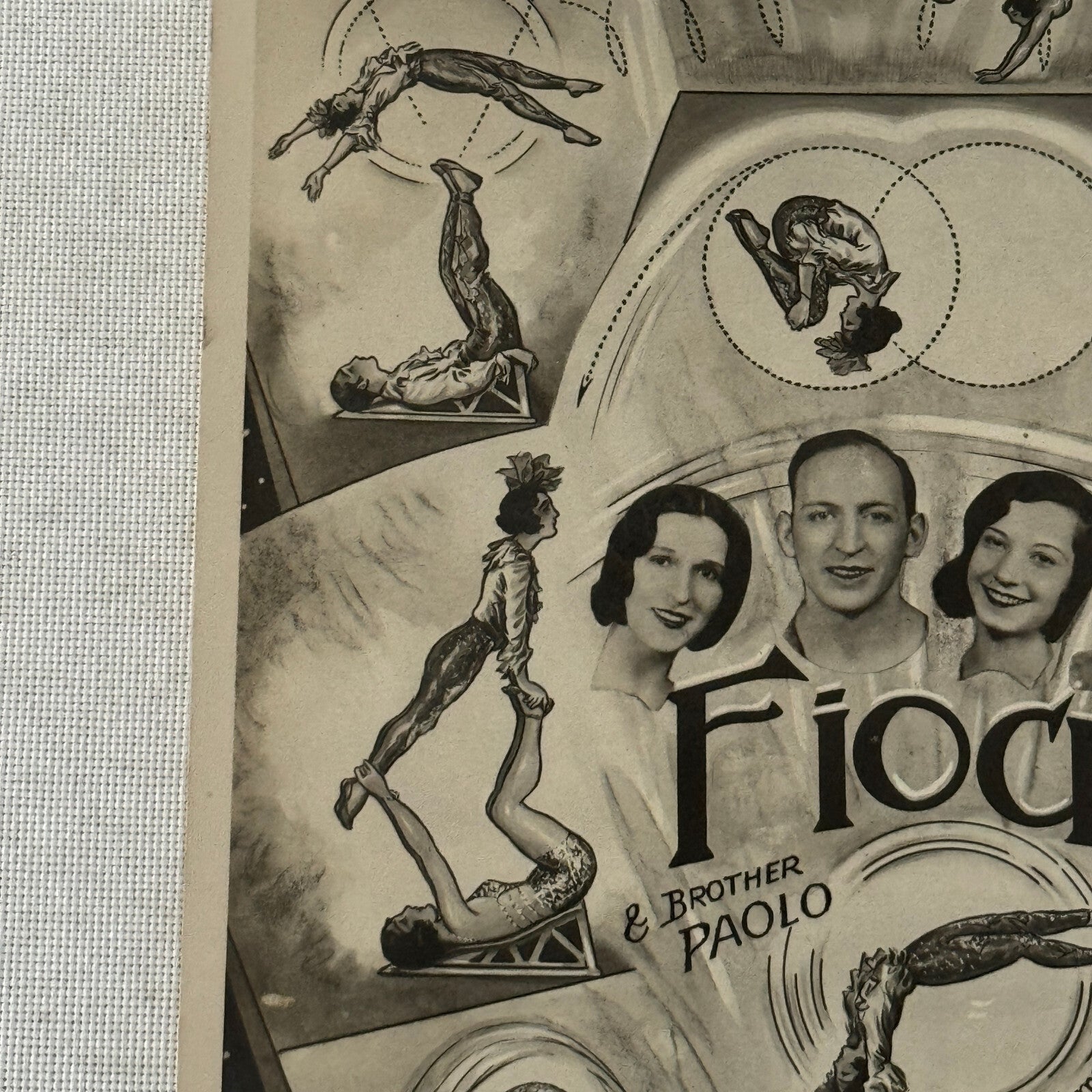 Vintage Circus Acrobat Balancing Act Photo Photograph Fiochi Sisters Paolo