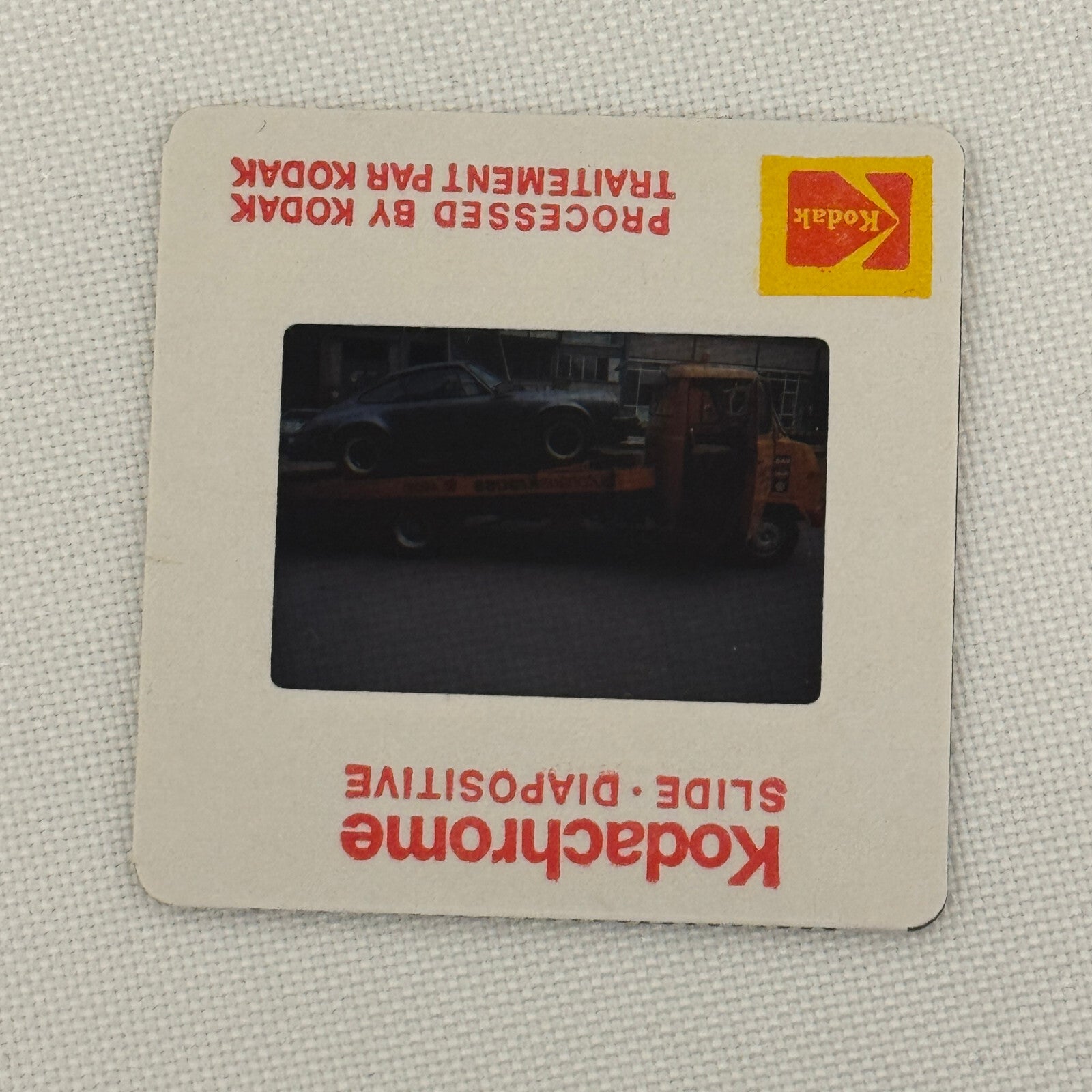 35MM Vintage Photo Slide Porsche 911 Car On Flatbed Truck Stuttgart Germany