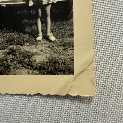 Vintage Photograph Photo Print Child with Car Automobile