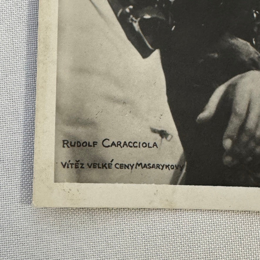 Vintage Racing Photo Postcard Driver Rudolf Caracciola Czech Stamp Post Card