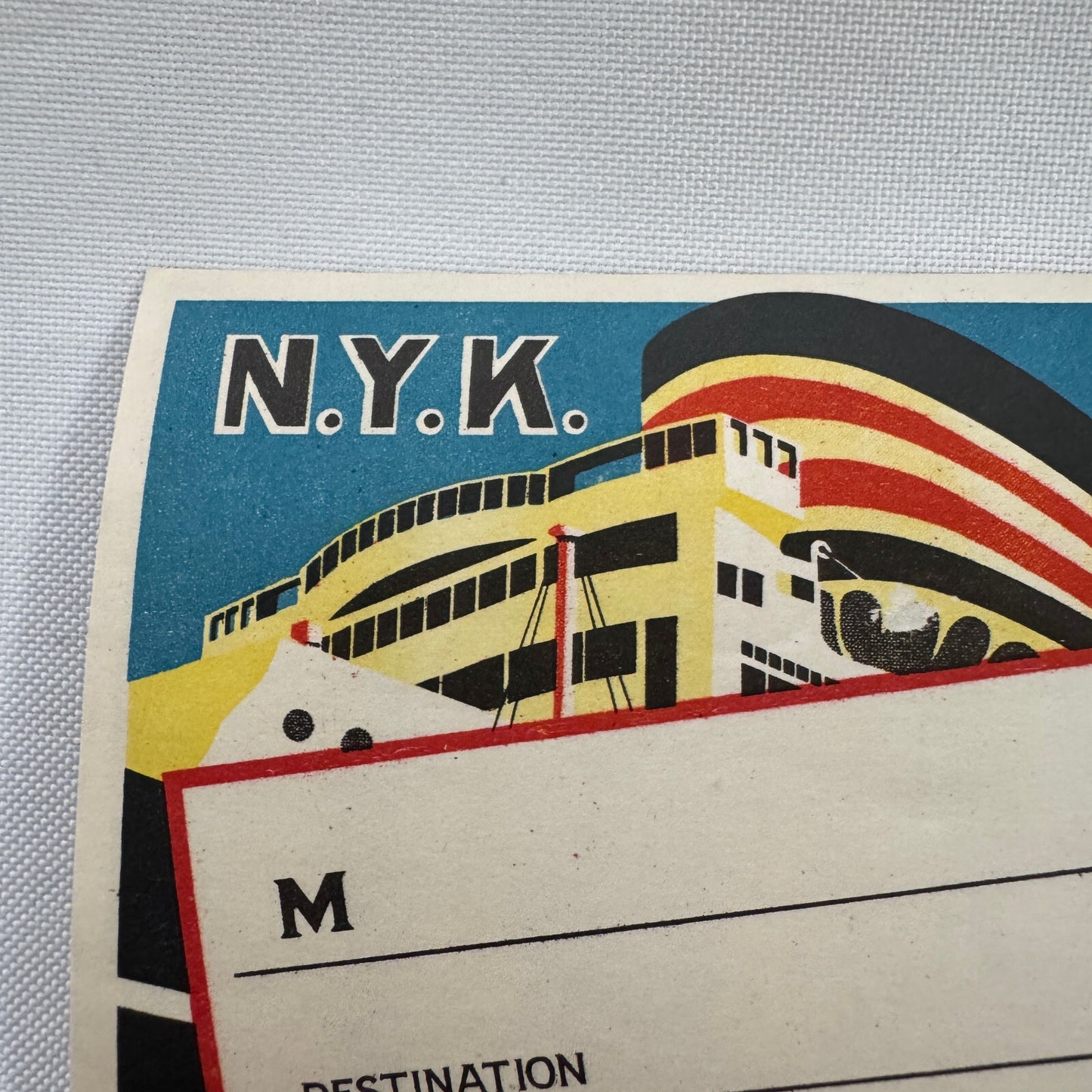 Vintage NYK Steamship Line Japan Luggage Travel Label NOS Unused
