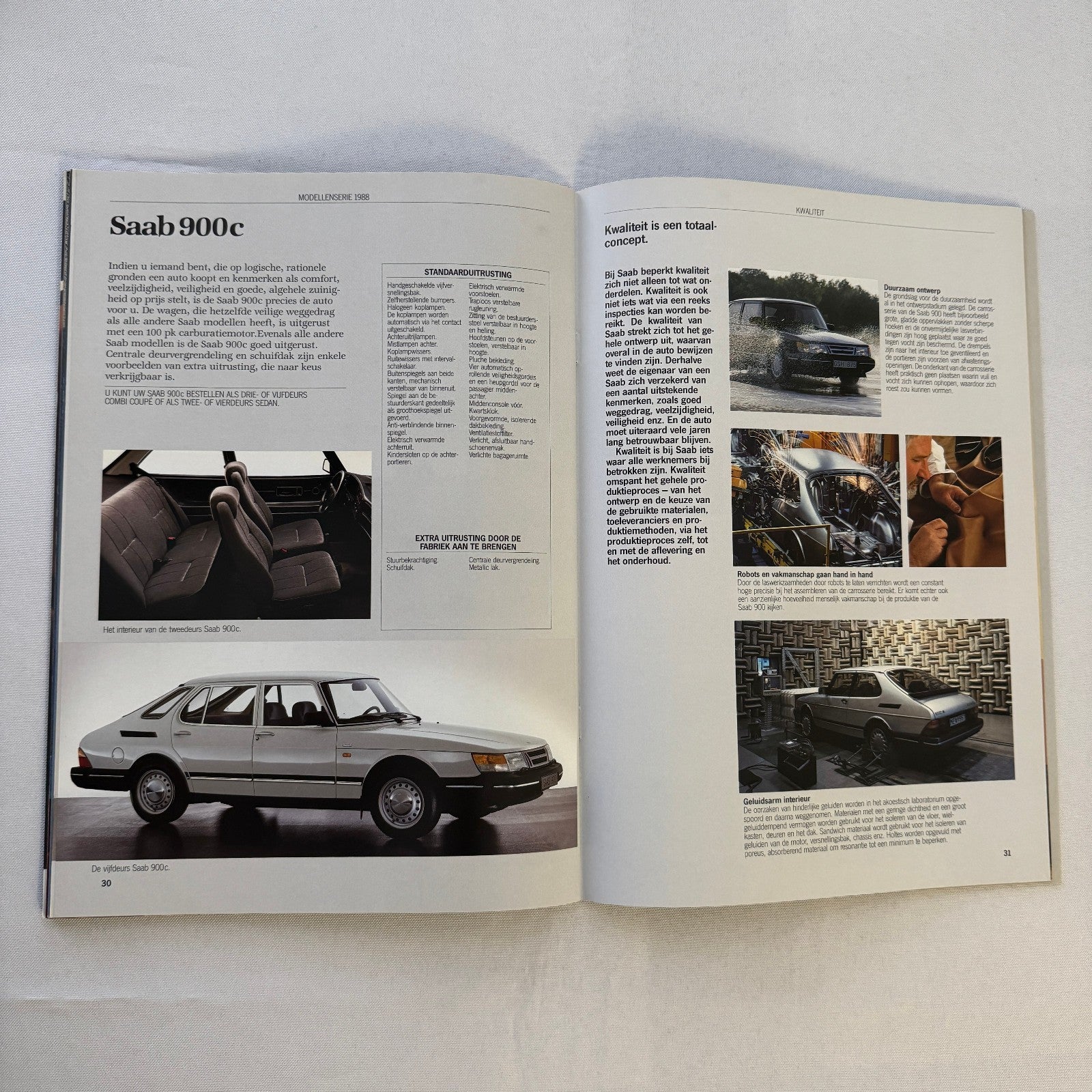 Vintage Saab 900 Car Sales Brochure Catalog 900 Turbo 900i 900C Car DUTCH Text
