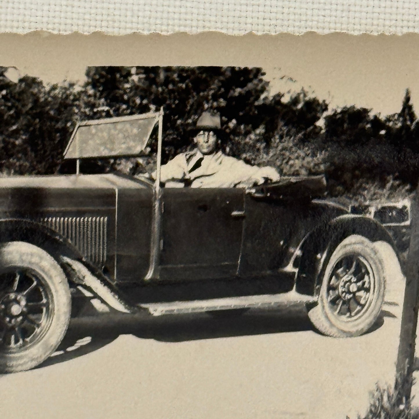Vintage Photo Photograph Print Man in Antique Automobile