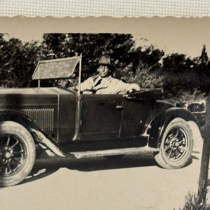 Vintage Photo Photograph Print Man in Antique Automobile