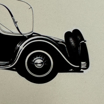 1931 N.A.G. V8 Sport Cabriolet Car Illustration Art Drawing Vintage Miniature