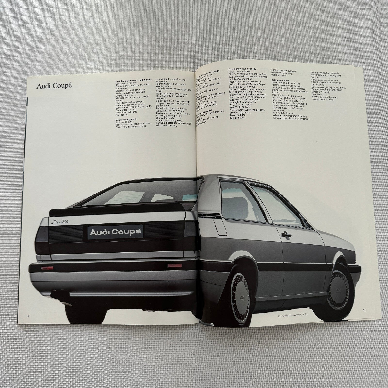 Audi Coupe Sales Brochure Catalog Advertising Audi Coupe GT 1985