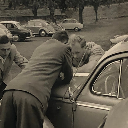 Vintage Photo Photograph Snapshot Men with VW Volkswagen Beetle Bug