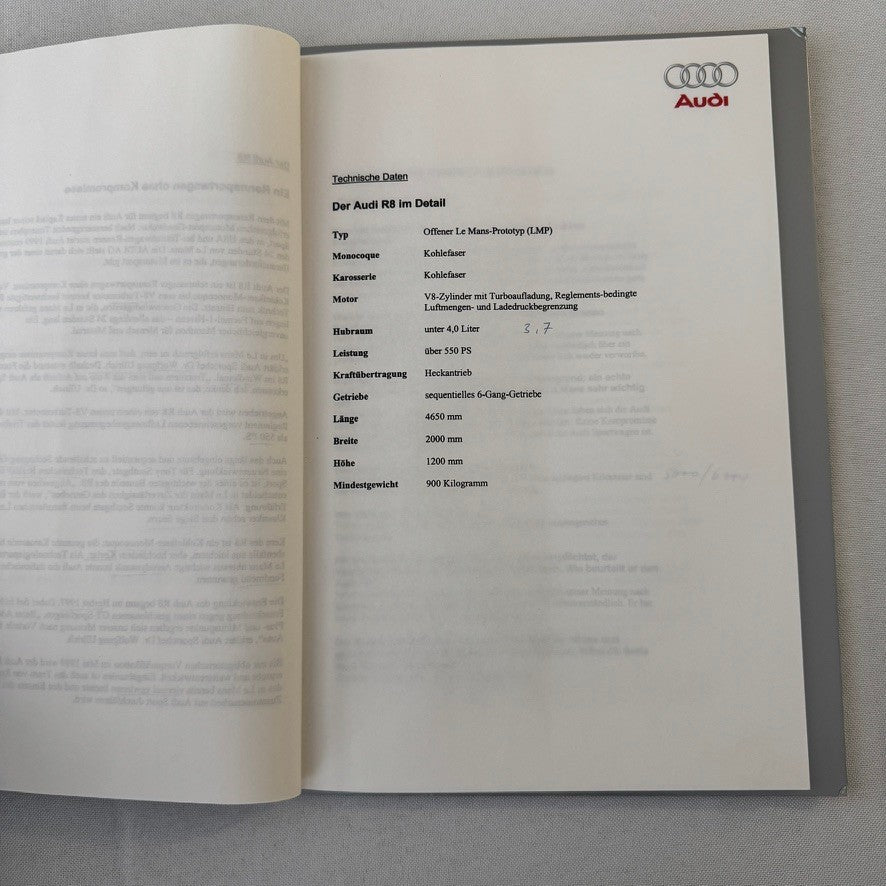 1999 Audi 24 Hours of LeMans Racing Team Press Kit Photos Brochure GERMAN