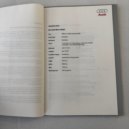 1999 Audi 24 Hours of LeMans Racing Team Press Kit Photos Brochure GERMAN