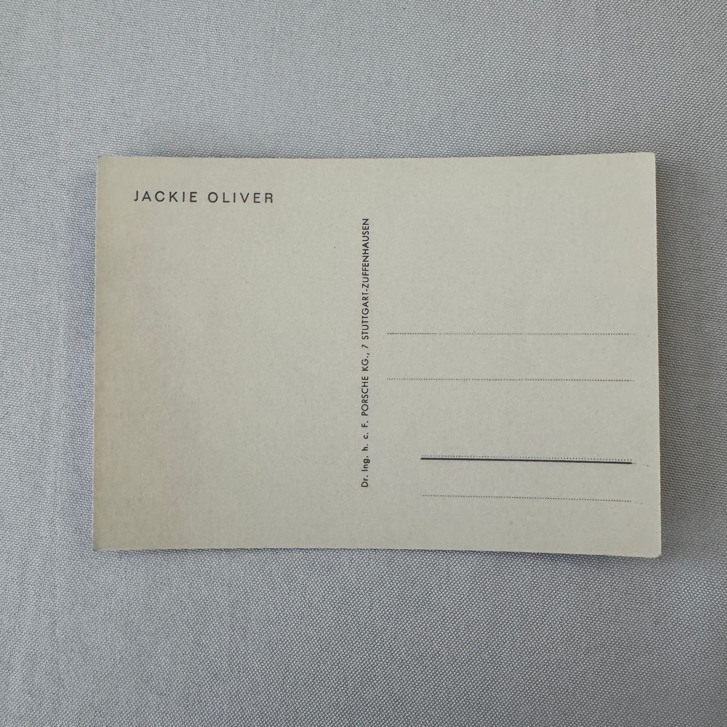 Vintage Porsche Racing Photo Postcard Driver Jackie Oliver Post Card Photograph