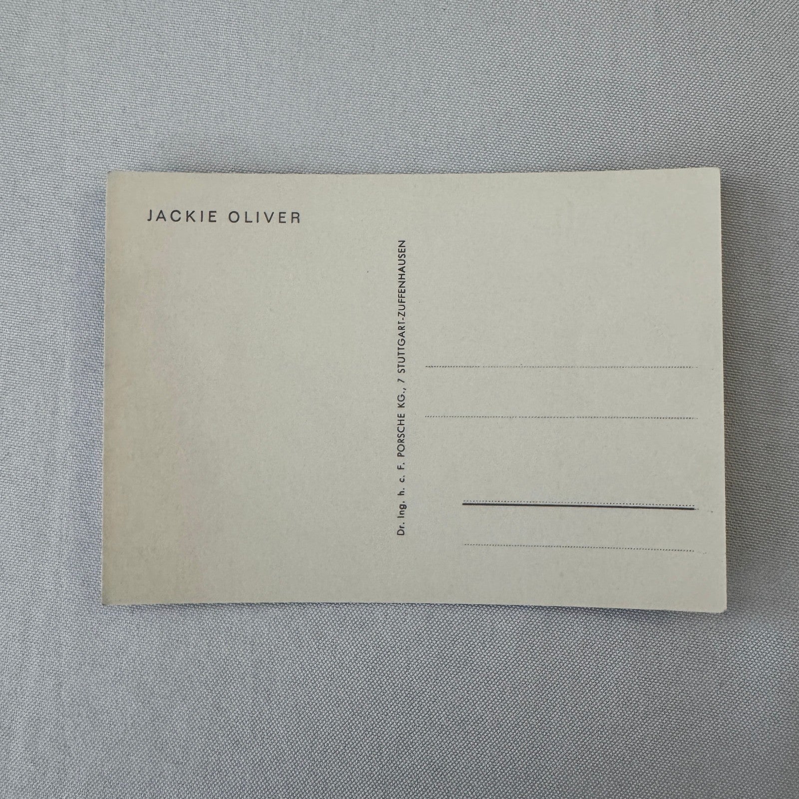 Vintage Porsche Racing Photo Postcard Driver Jackie Oliver Post Card Photograph