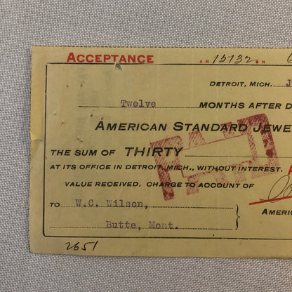 American Standard Jewelry Company Document Ephemera Lot 2x 1909