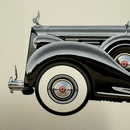 1938 Packard Model 1608 Twelve Cabriolet by Brunn Car Illustration Art Drawing