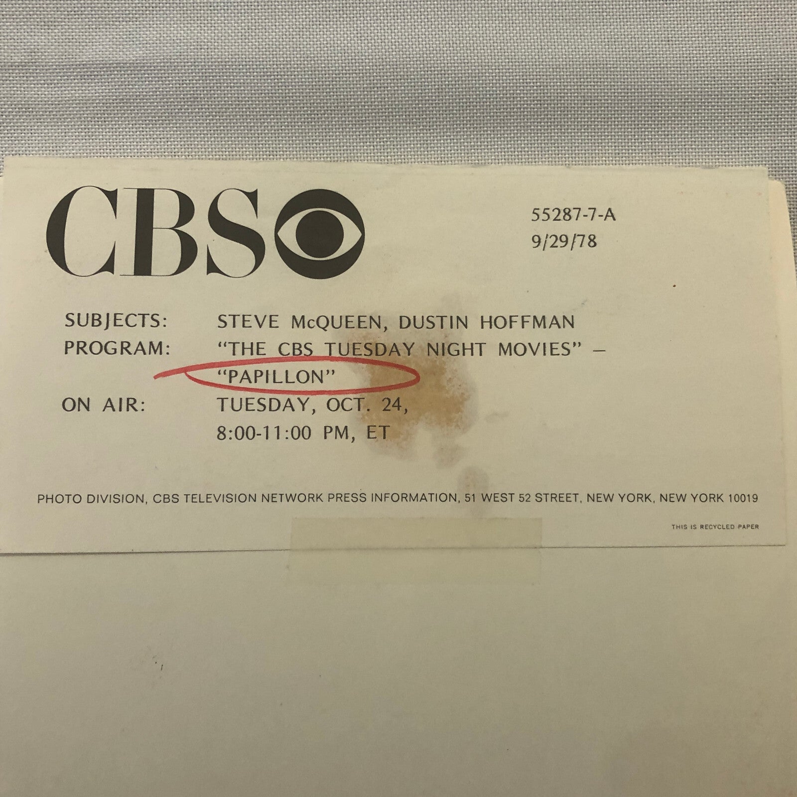 Steve McQueen Dustin Hoffman Papillon Movie Film CBS Television Photo Photograph