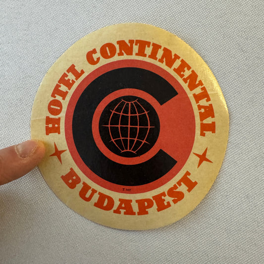 Vintage Hotel Travel Luggage Label Hotel Continental Budapest Hungary Hungarian