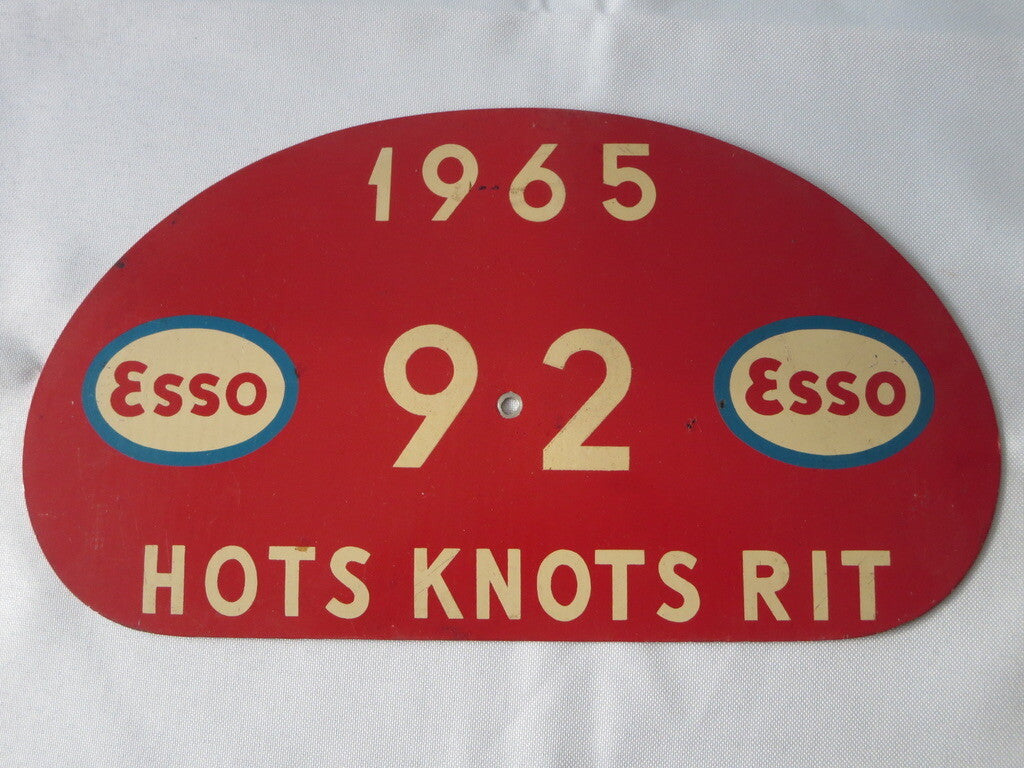 1965 Hots Knots Rit Holland Car Rally Participant Plate Esso Advertising #92
