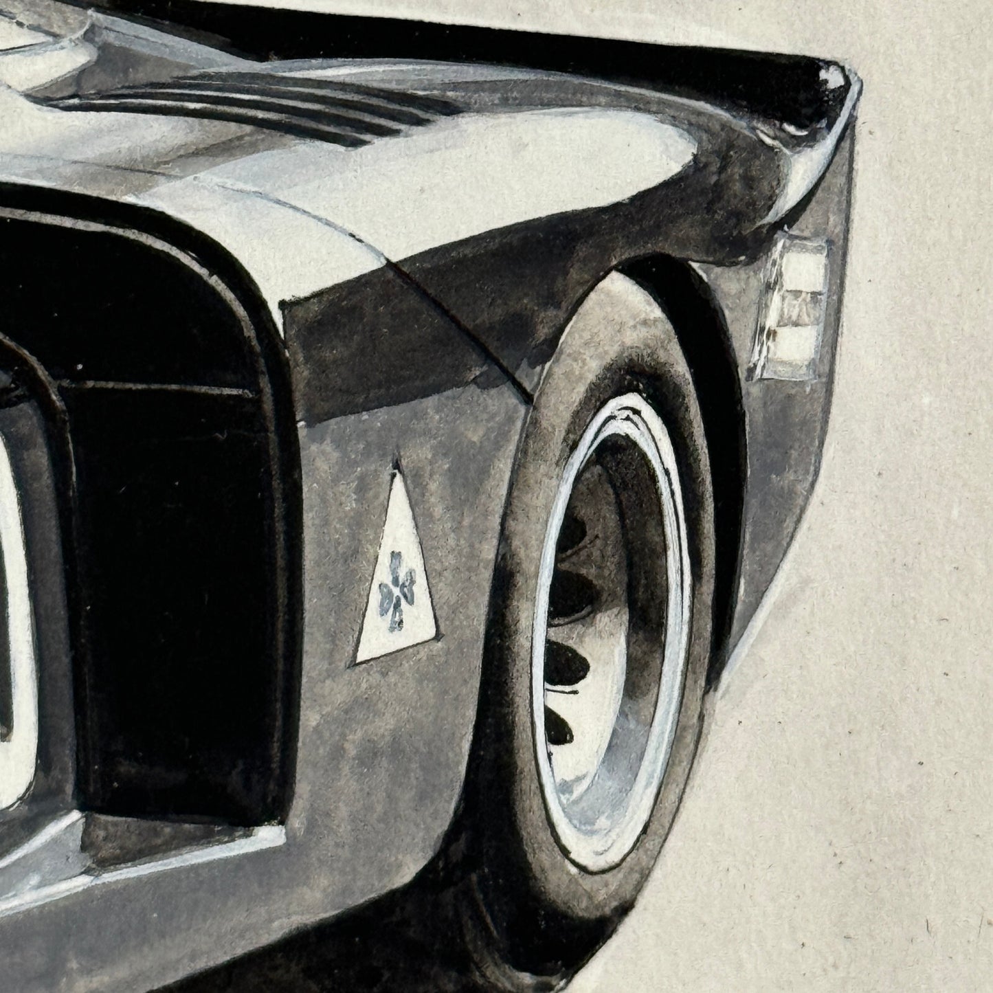 Alfa Romeo Racing Car Vintage Car Illustration Art Drawing Hand Drawn