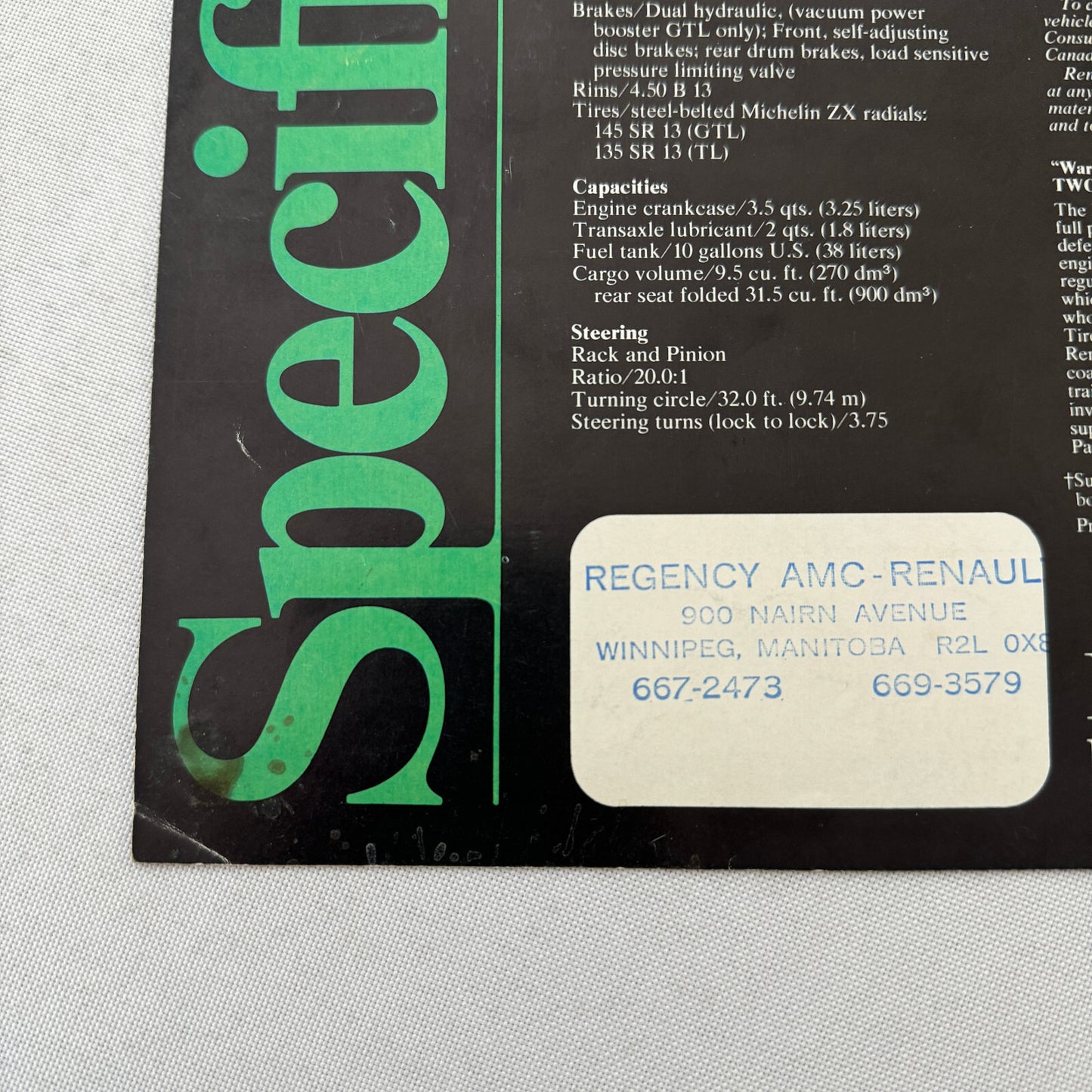 Renault LeCar Car Sales Brochure Catalog Vintage Advertising Canadian