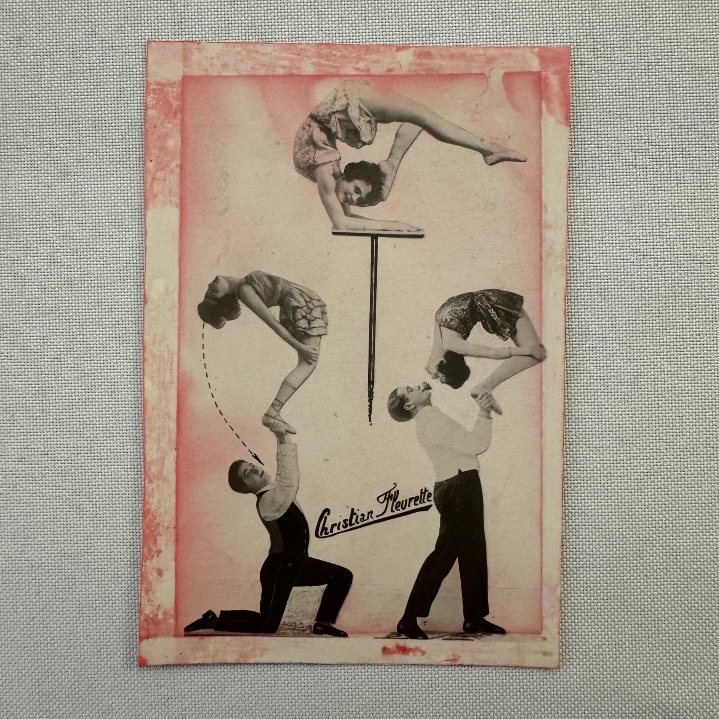 Vintage CIrcus Balancing Act Advertising Card Lot of 2 Christian & Fleurette