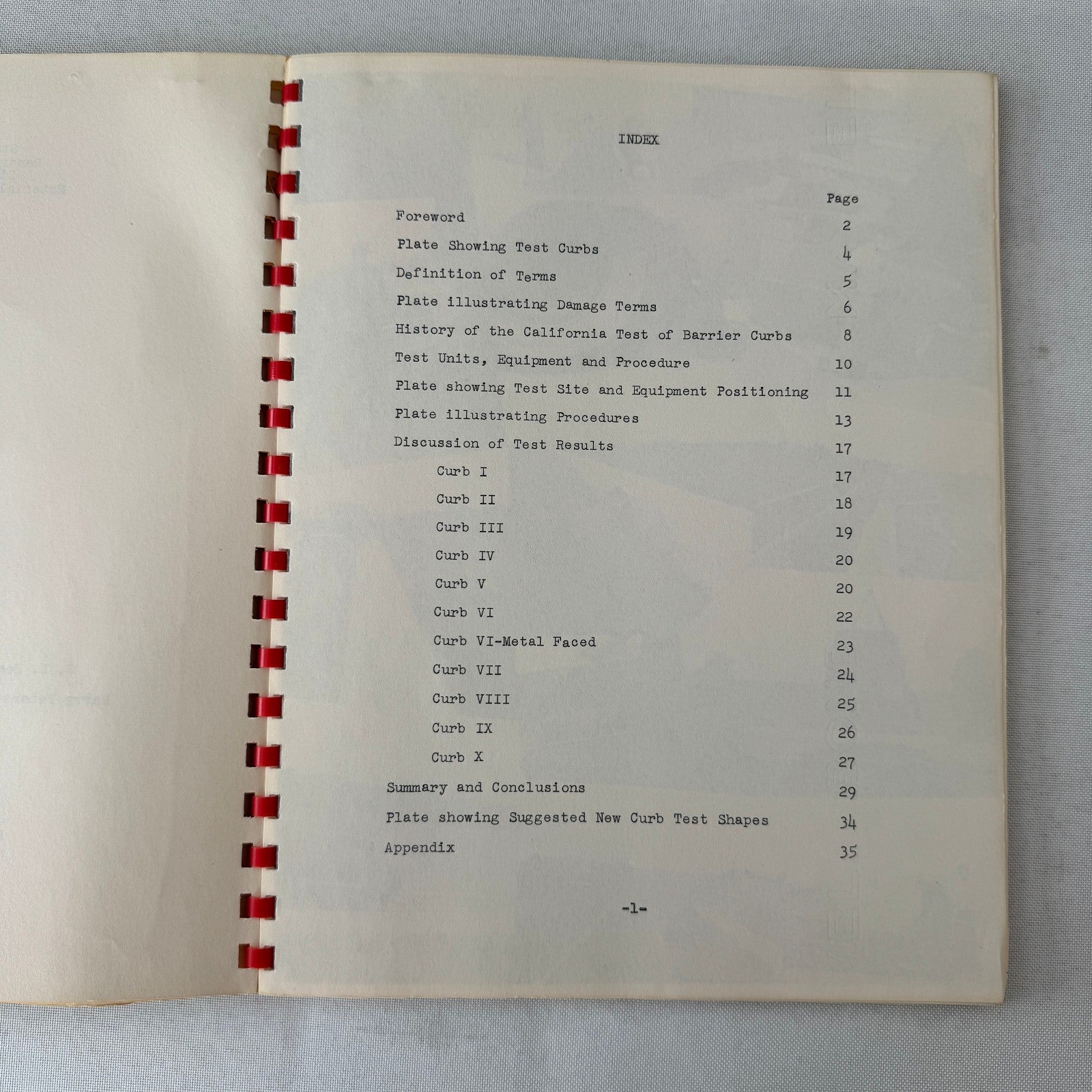 1953 California Civil Engineering Road Construction Report Curb Test Automobile