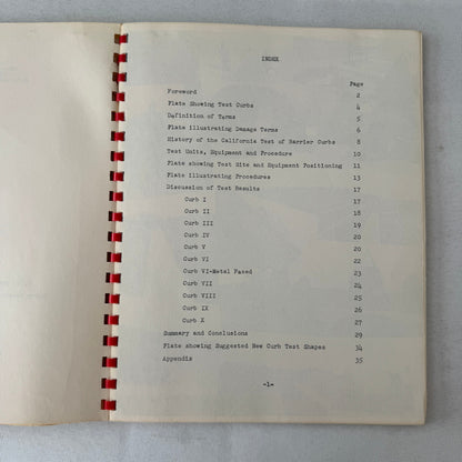 1953 California Civil Engineering Road Construction Report Curb Test Automobile