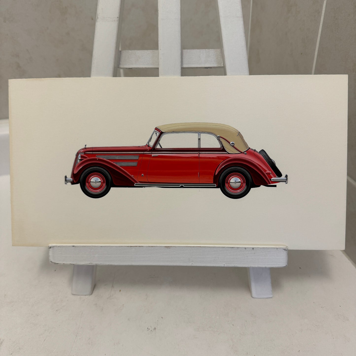 1939 Audi 920 Cabriolet Glaser Automobile Illustration Art Drawing Hand Drawn