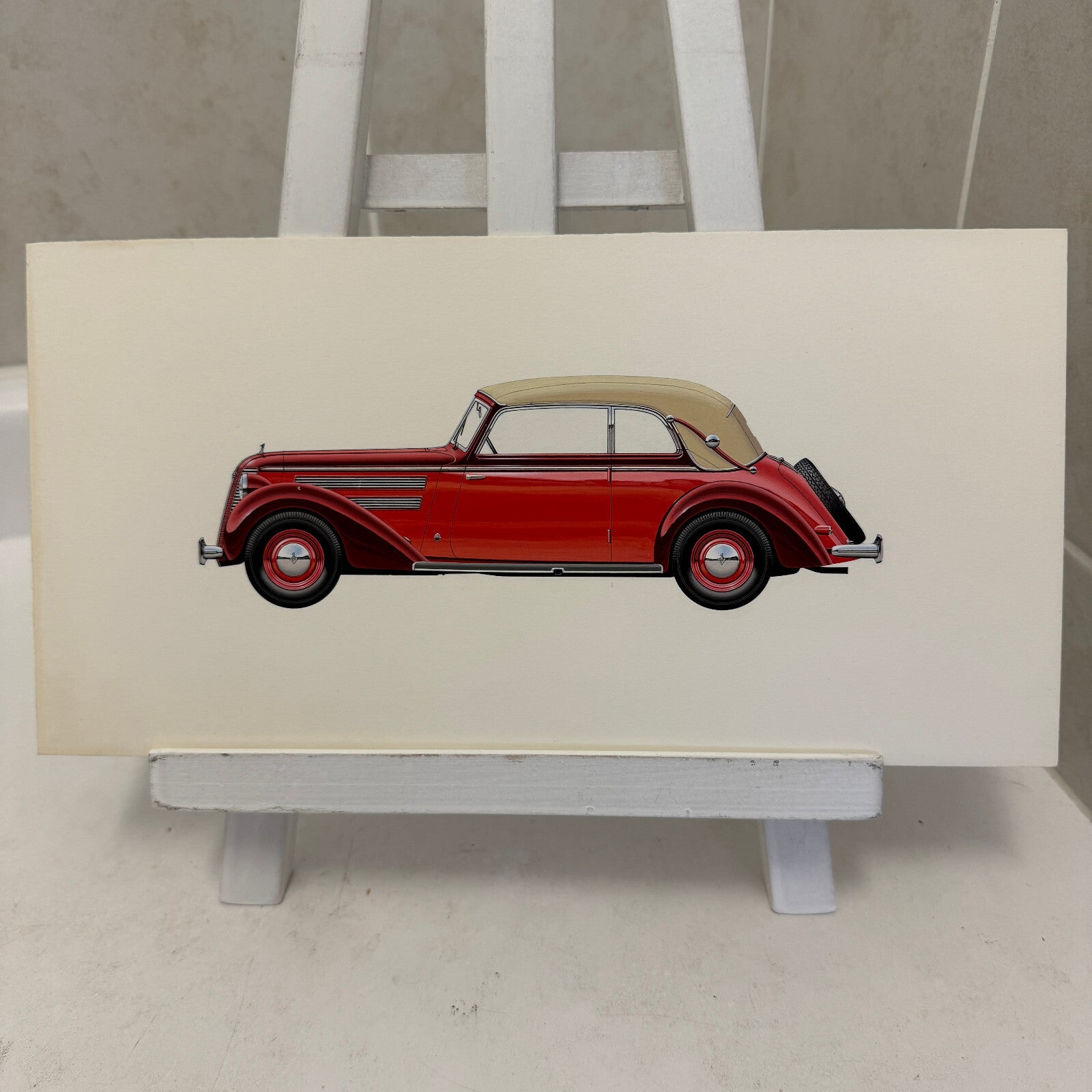 1939 Audi 920 Cabriolet Glaser Automobile Illustration Art Drawing Hand Drawn