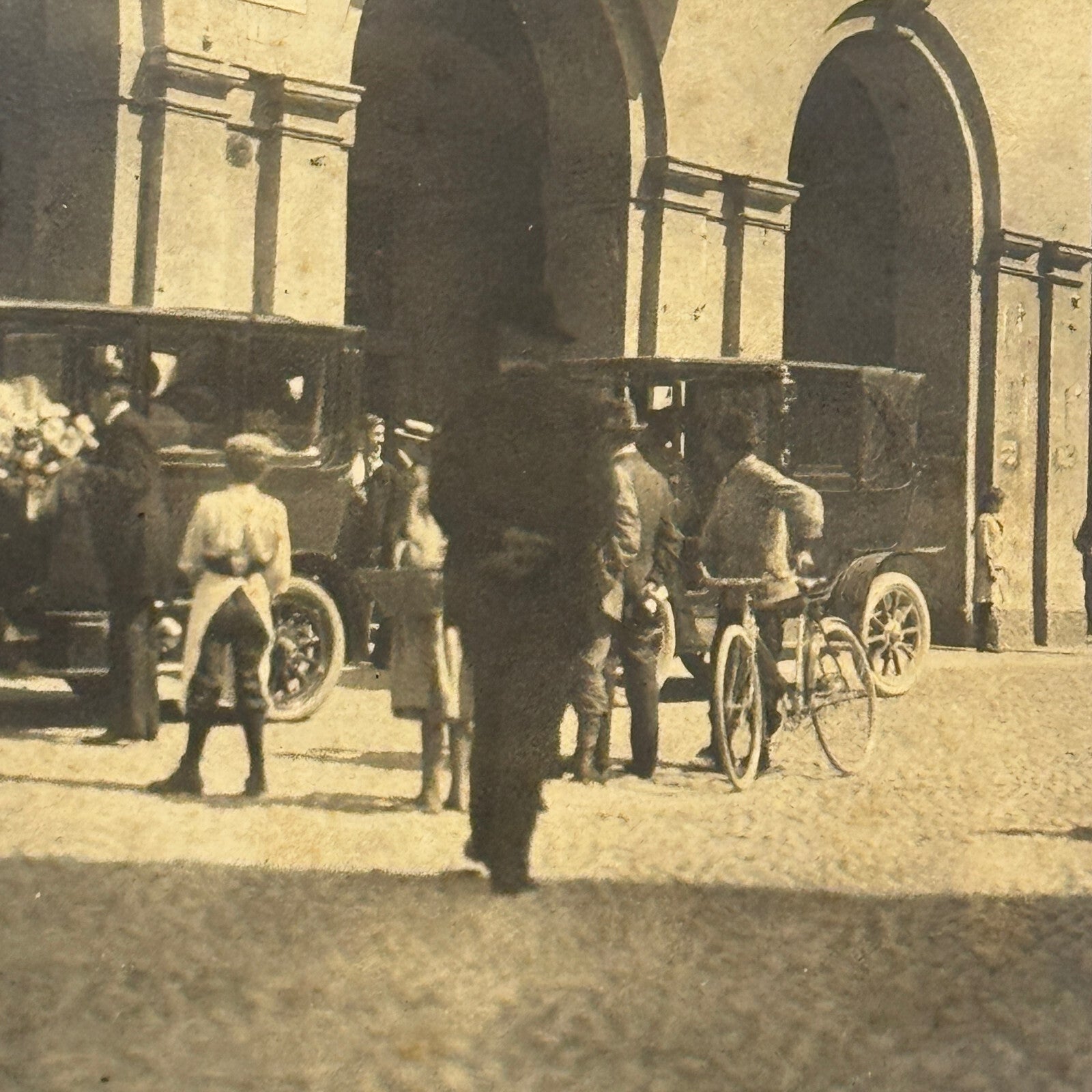 Vintage Photograph Photo People with Early Automobile Car