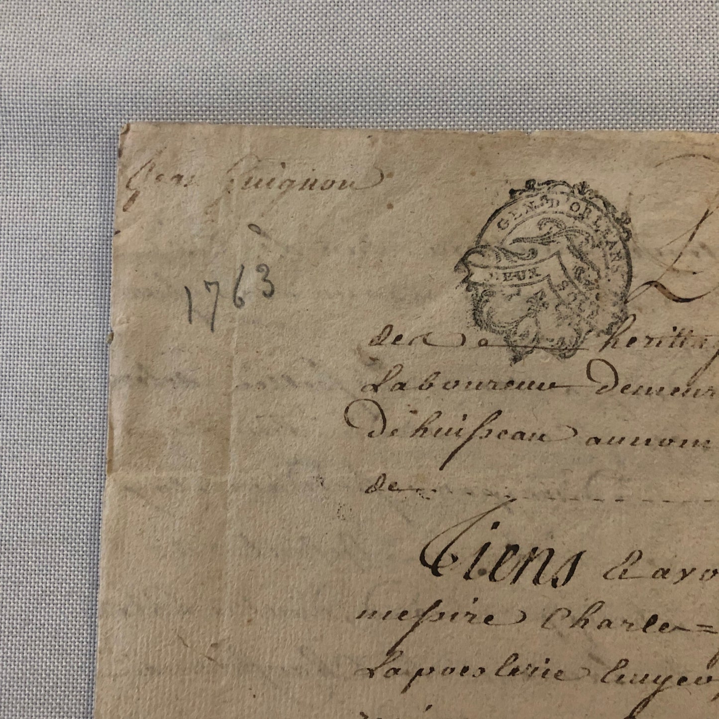 Antique Hand Written French Document Dated 1763 Beautiful Early Letter
