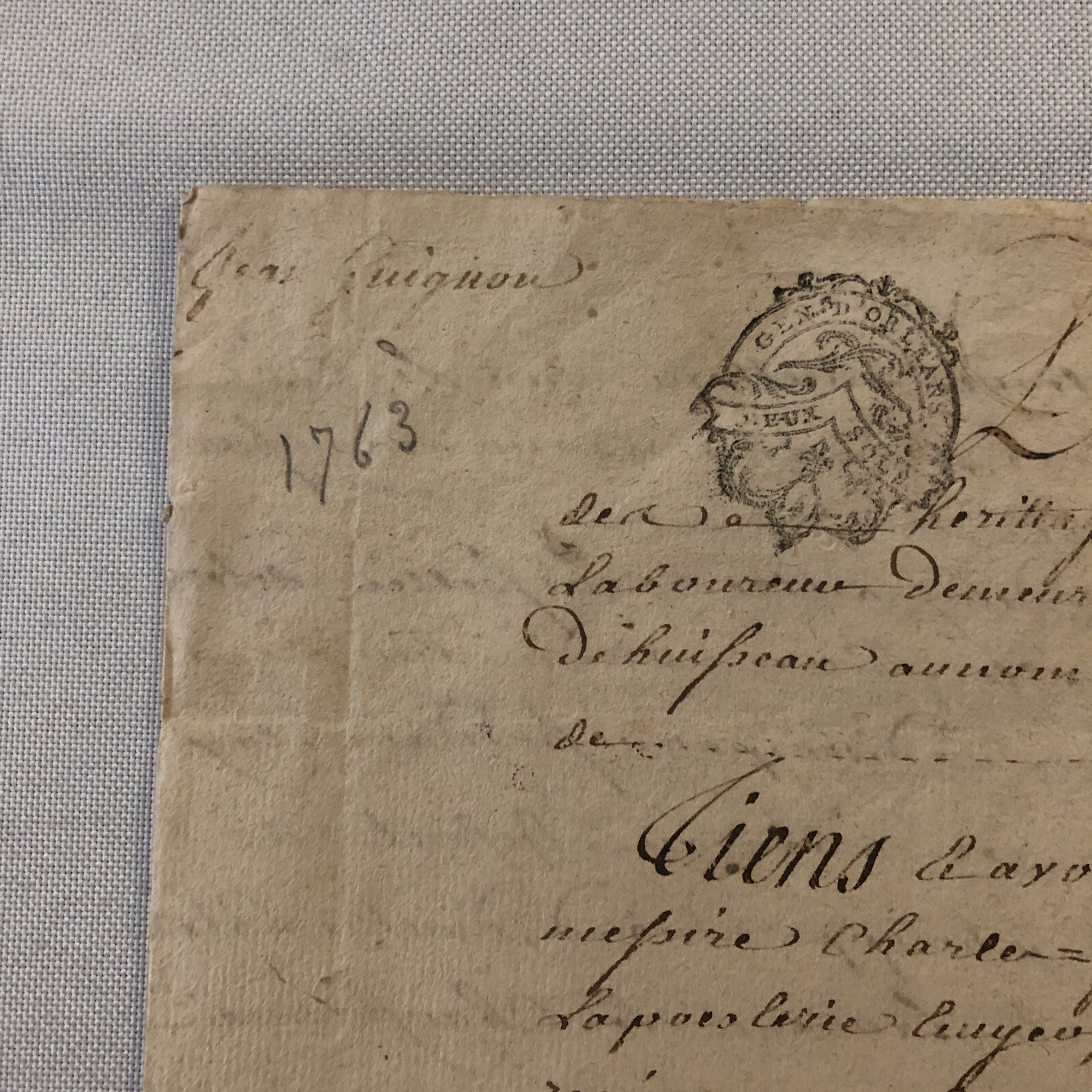 Antique Hand Written French Document Dated 1763 Beautiful Early Letter