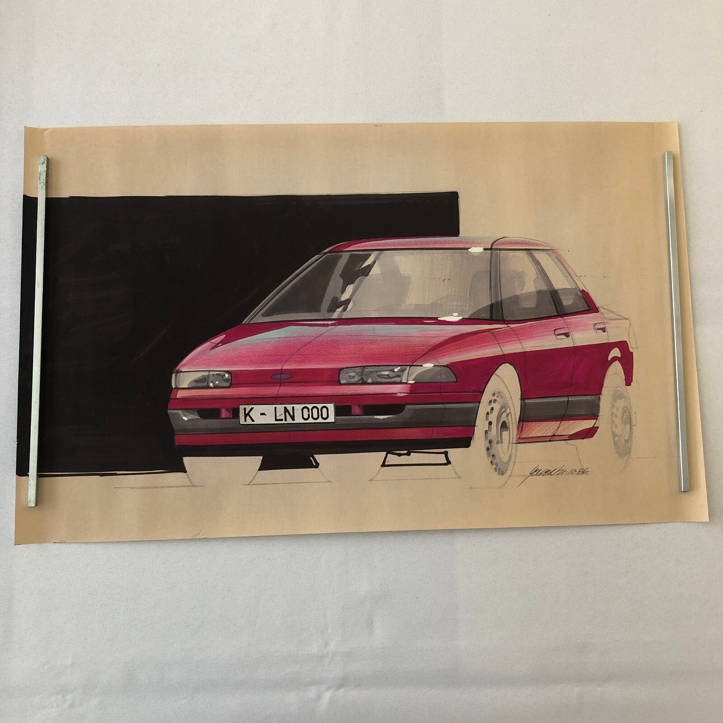 Ford Car Styling Concept Illustration Art Drawing Sketch Vintage SIGNED 1986