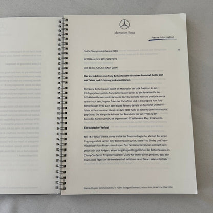 2000 Mercedes Benz Marlboro CART Racing Press Kit Tony Kanaan Michel Jourdain