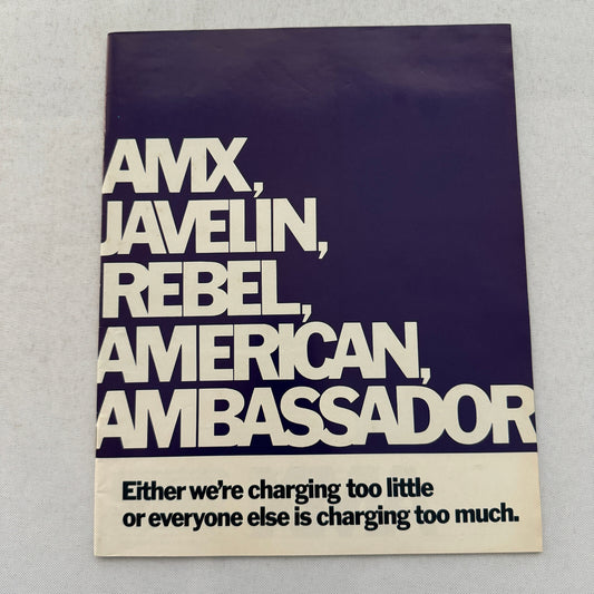 1968 American Motors AMC Brochure Catalog Javelin Rebel American Ambassador AMX