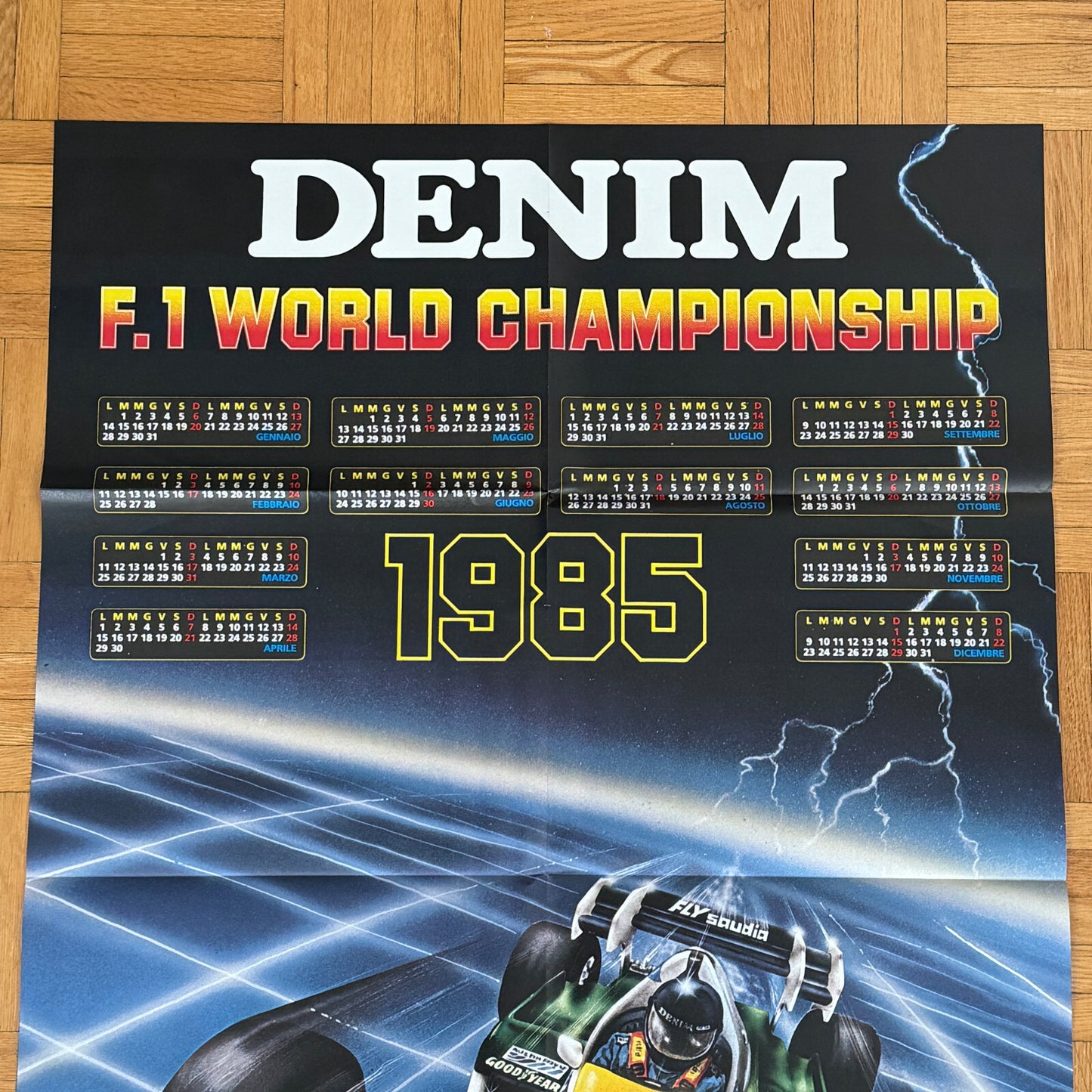 1985 Denim F1 Formula One Racing Championship Poster