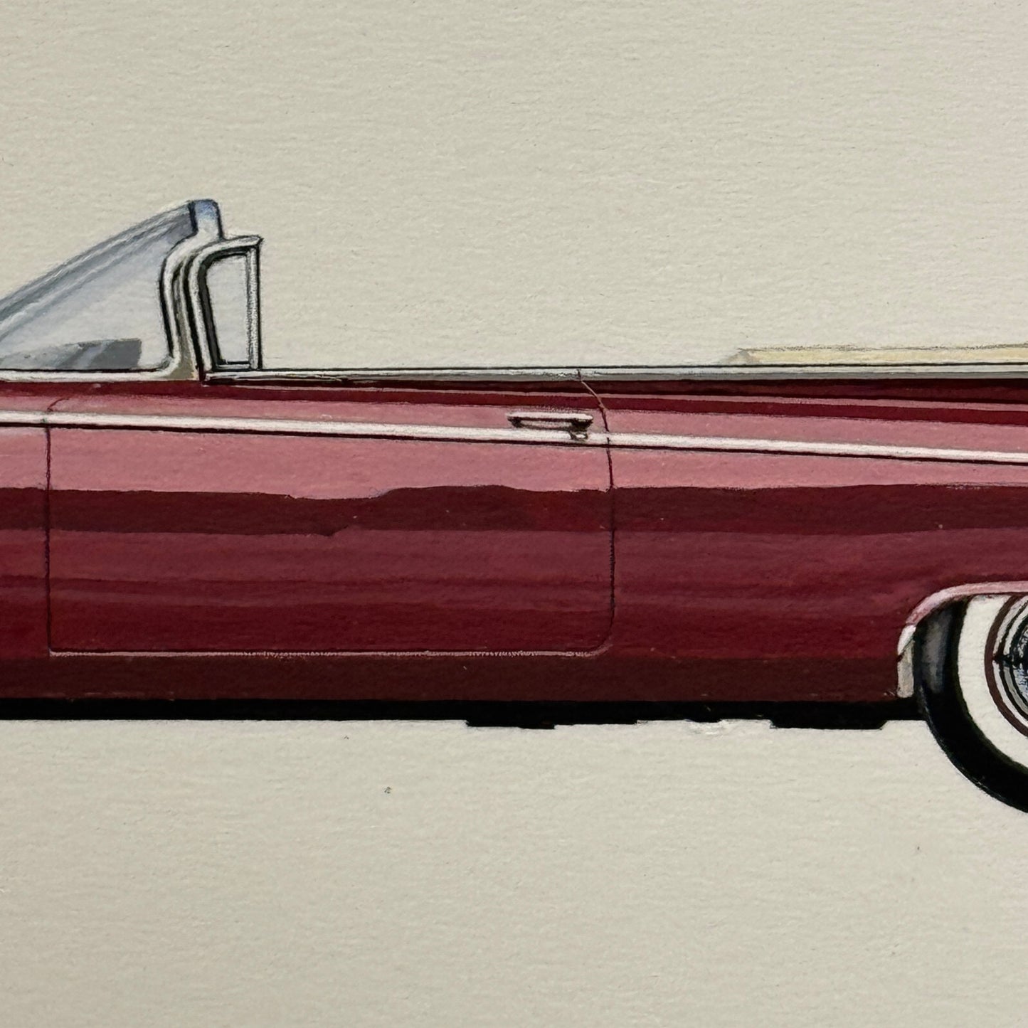 1959 Buick LeSabre Convertible Car Illustration Art Drawing Vintage Miniature