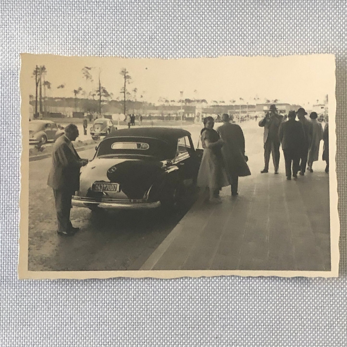Vintage Photo Photograph People with Classic Mercedes Benz Car Automobile