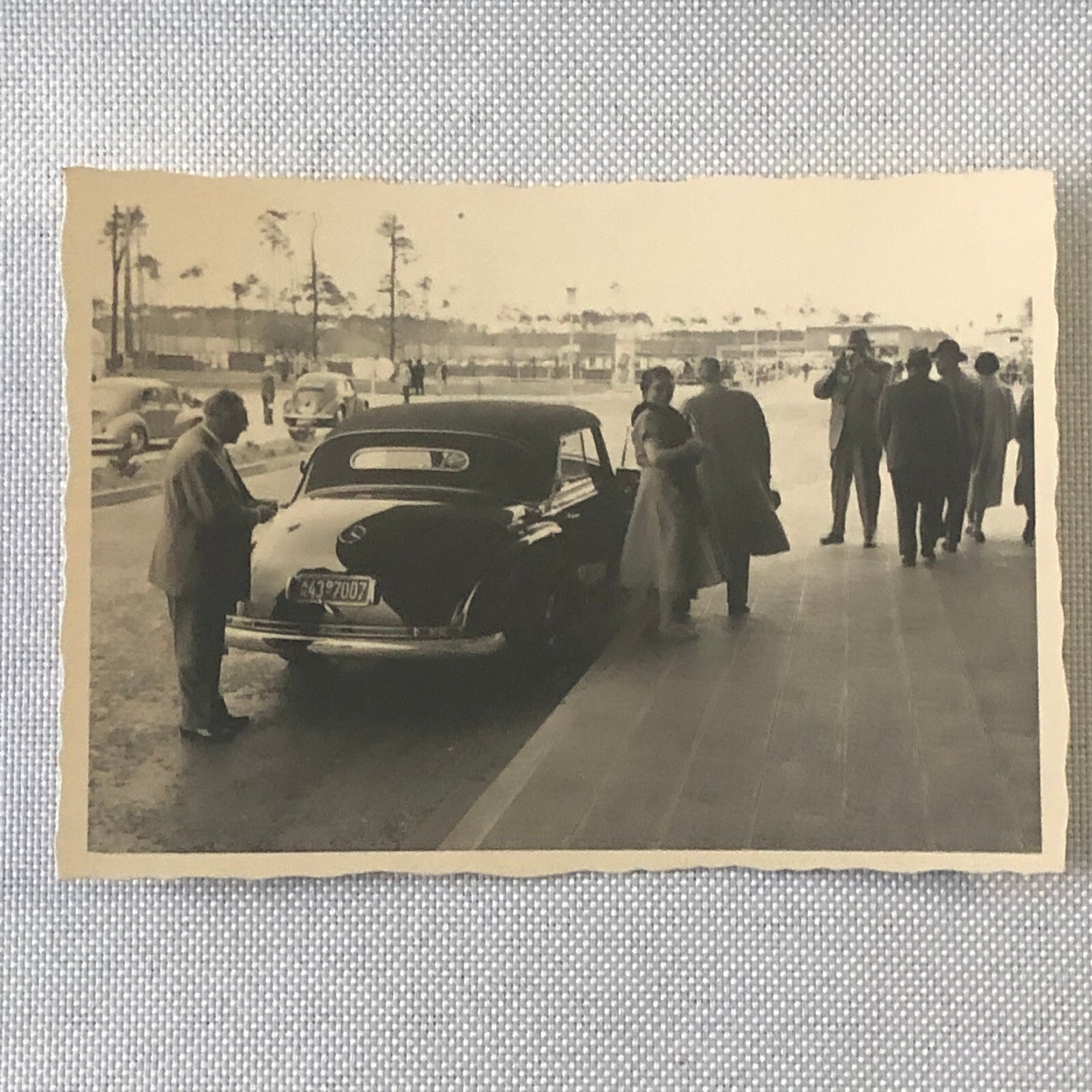 Vintage Photo Photograph People with Classic Mercedes Benz Car Automobile