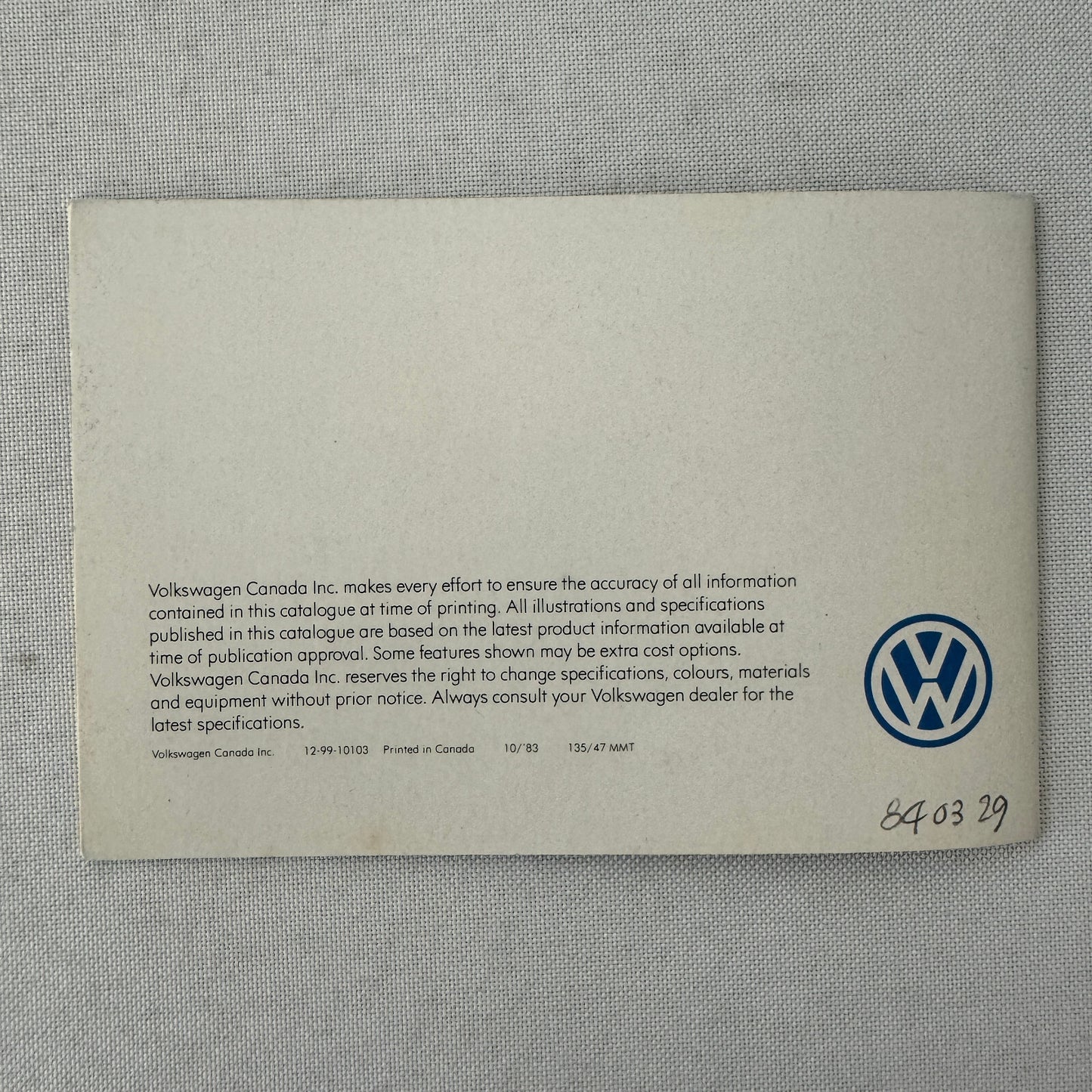 Volkswagen VW Car Sales Brochure Catalog Rabbit GTI Scirocco Vanagon Camper +