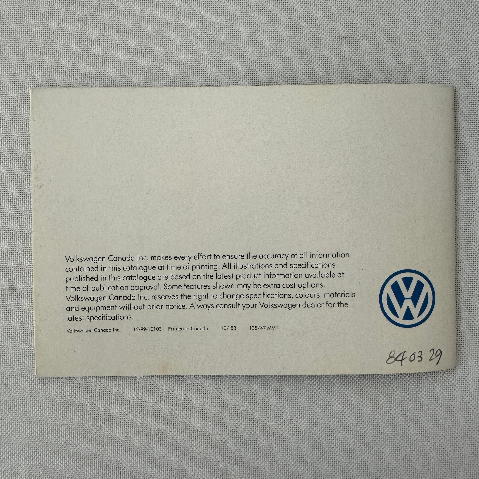 Volkswagen VW Car Sales Brochure Catalog Rabbit GTI Scirocco Vanagon Camper +