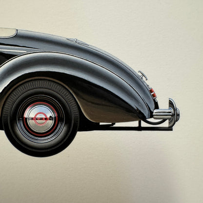 1938 Opel Admiral Cabriolet Glaser Car Illustration Art Drawing Hand Drawn