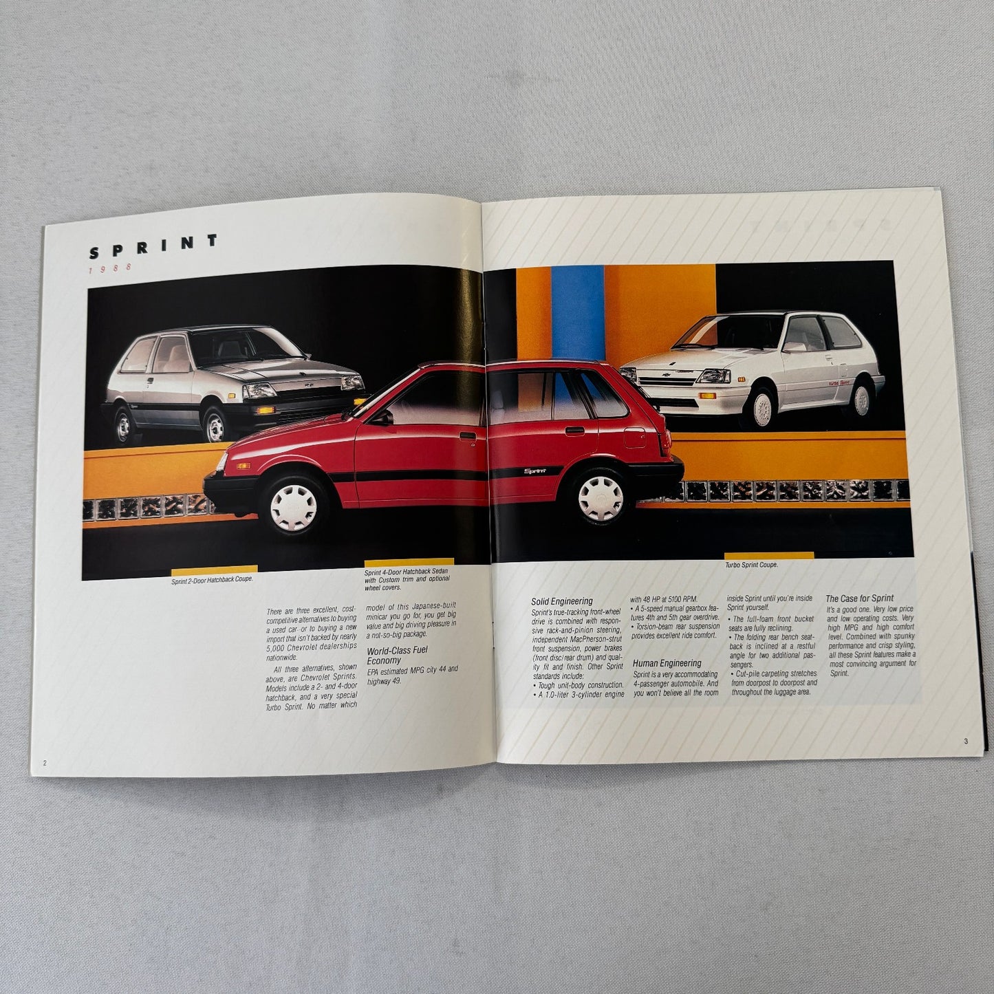 1988 Chevrolet Sprint Car Sales Brochure Catalog Vintage Advertising TURBO